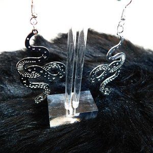 Silver Snake Dangle Earrings